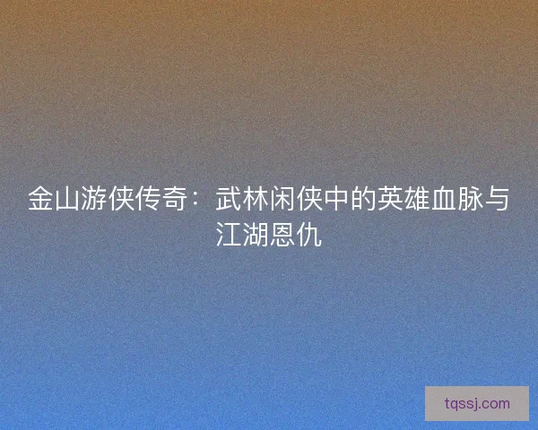 金山游侠传奇：武林闲侠中的英雄血脉与江湖恩仇